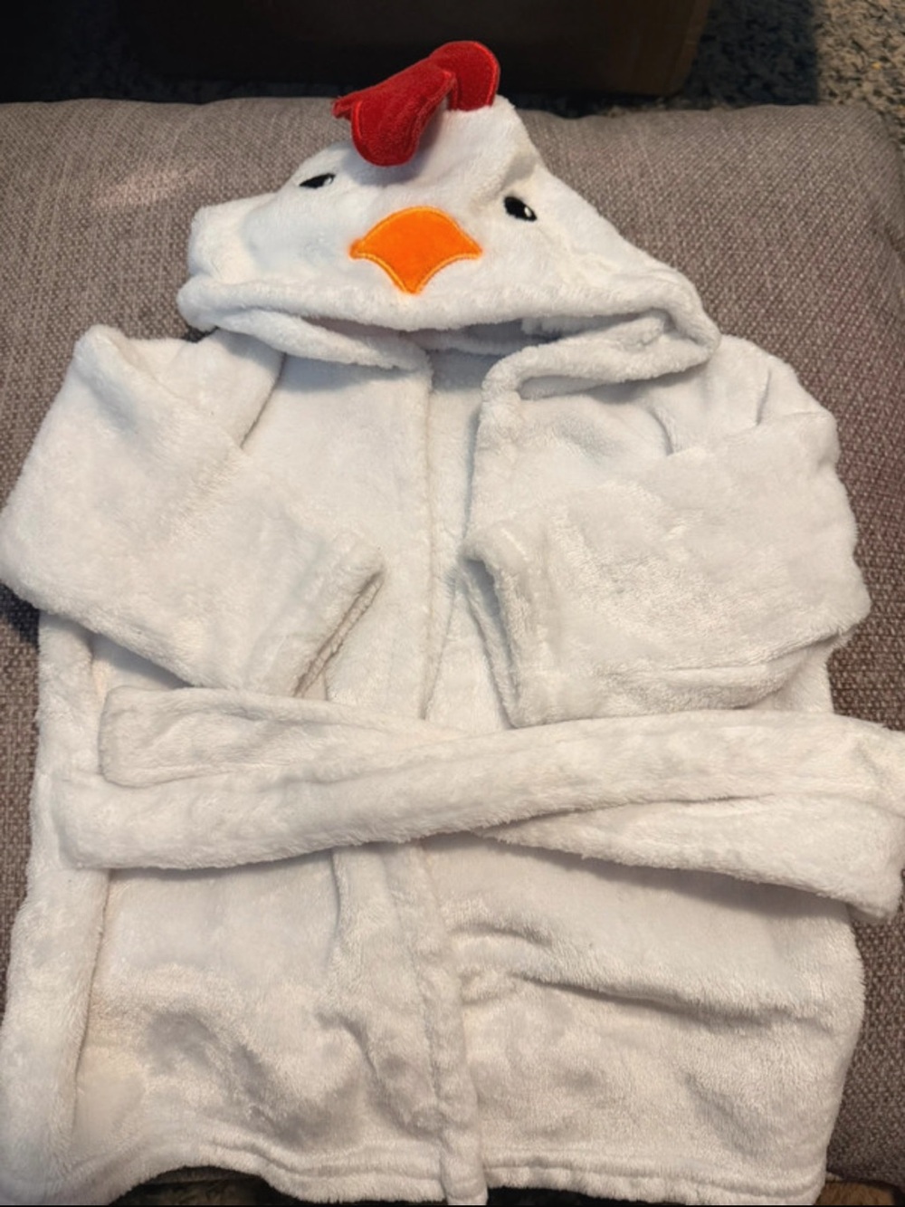 Kids White Chicken Hooded Bathrobe with Belt